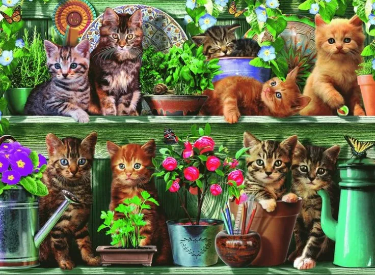 Pussel 500 bitar - Cats on the Shelf