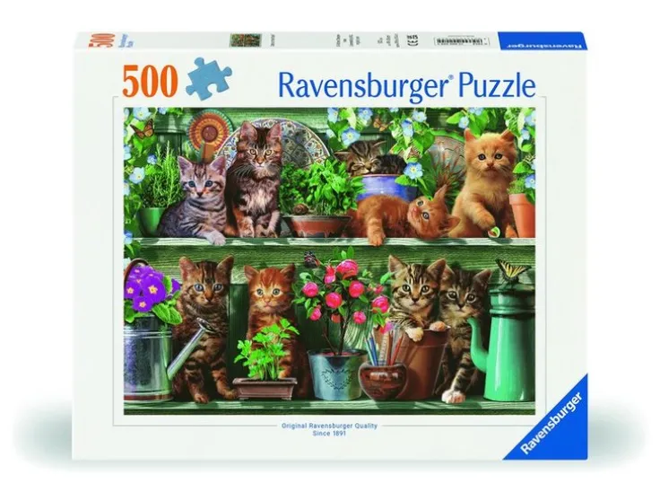 Pussel 500 bitar - Cats on the Shelf