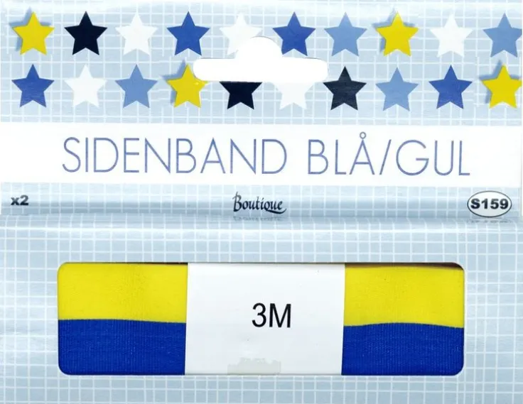Sidenband 25mm Examen blå & gul