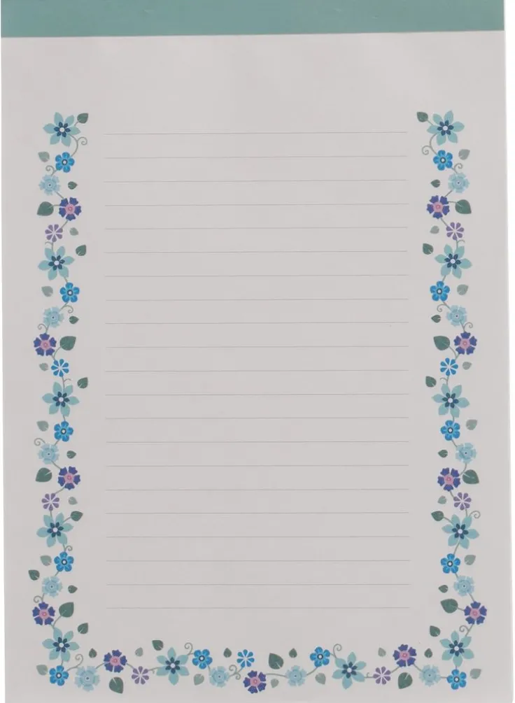 Skrivblock A5 linjerad grön kant