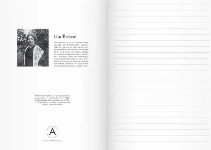 Skrivhäfte A5 Elsa Beskow Blomsterflickorna grön