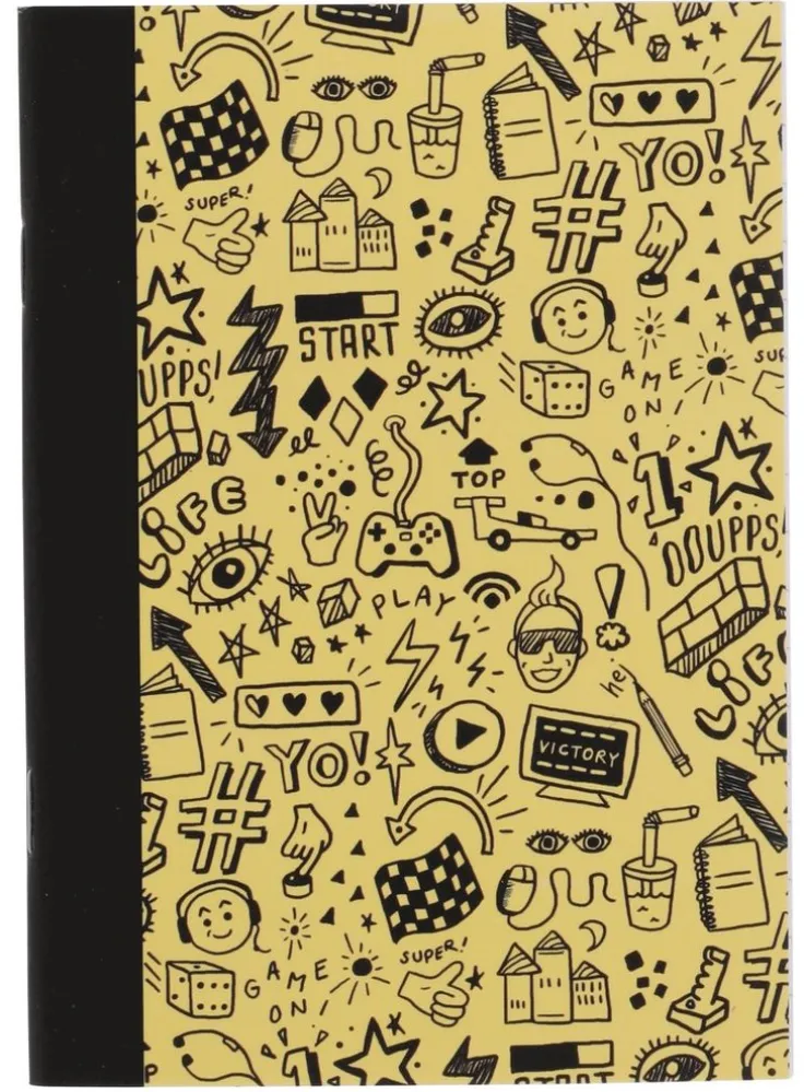 Skrivhäfte A5 linjerad Game gul