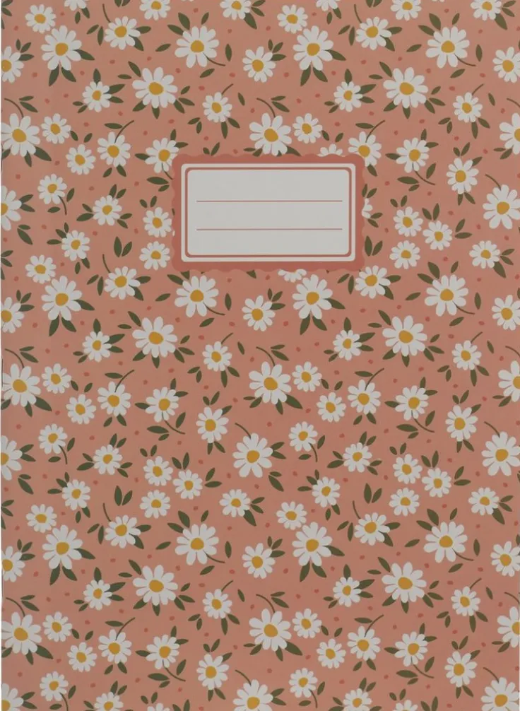 Skrivhäfte A4 linjerad småblom aprikos