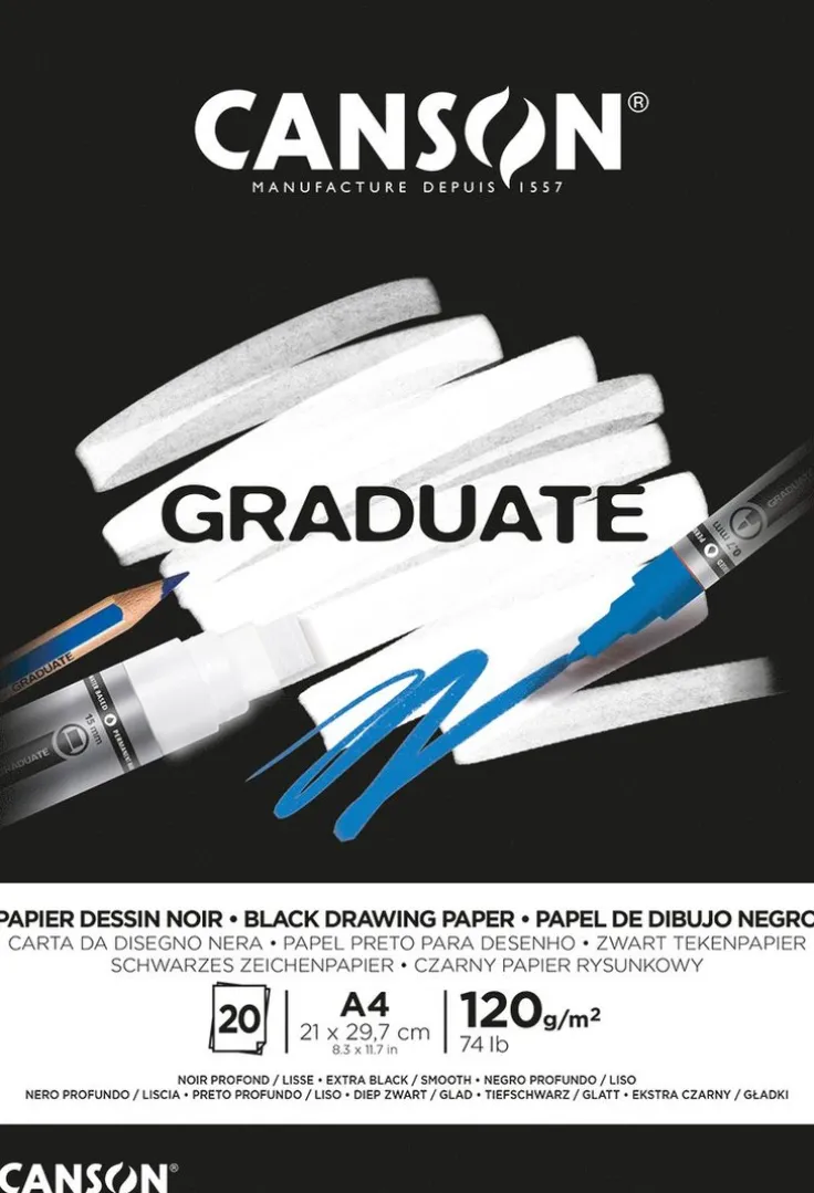 Teckningsblock A4 svart papper 120g 20 blad