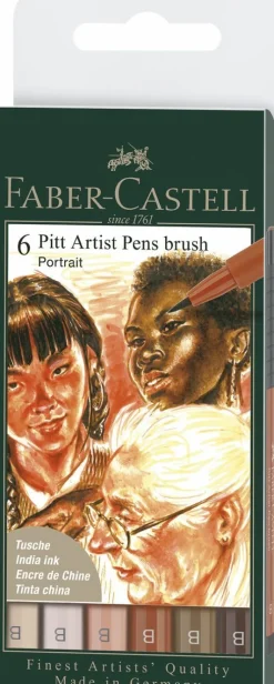 Tuschpenna PITT Artist Pen Brush 6-pack porträtt