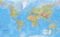 Världen väggkarta LAMINERAD i papptub,1:30m, Kartförlaget